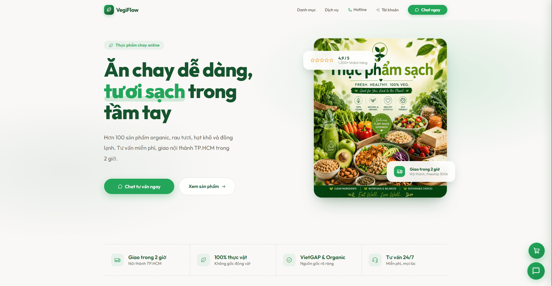 VegiFlow landing page